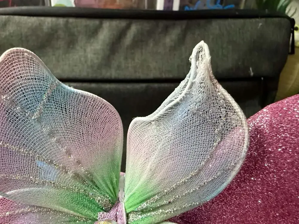 Disney Parks Minnie Mouse Pink Glitter Butterfly Veil Ear Headband *READ*
